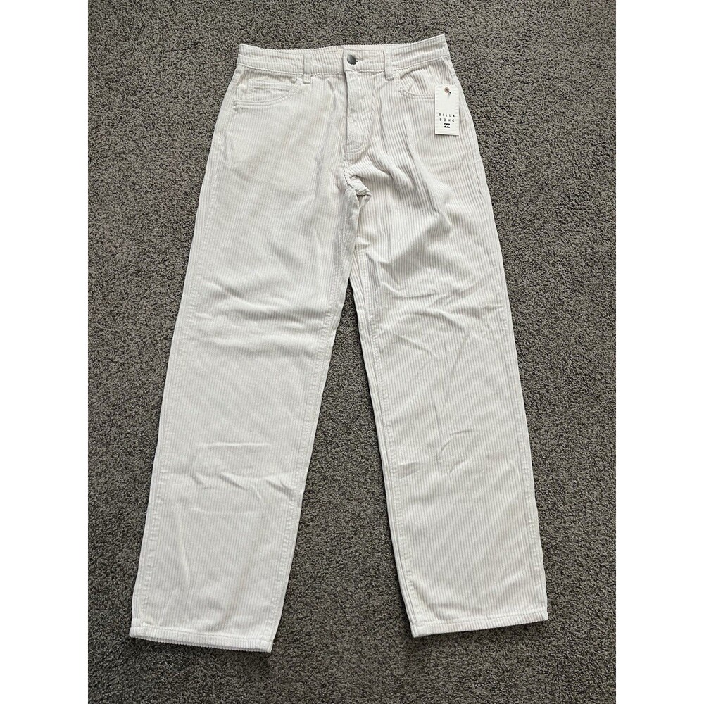 Billabong Midtown Straight Leg Corduroy Pants Women Sz 27 Ivory Highrise Classic